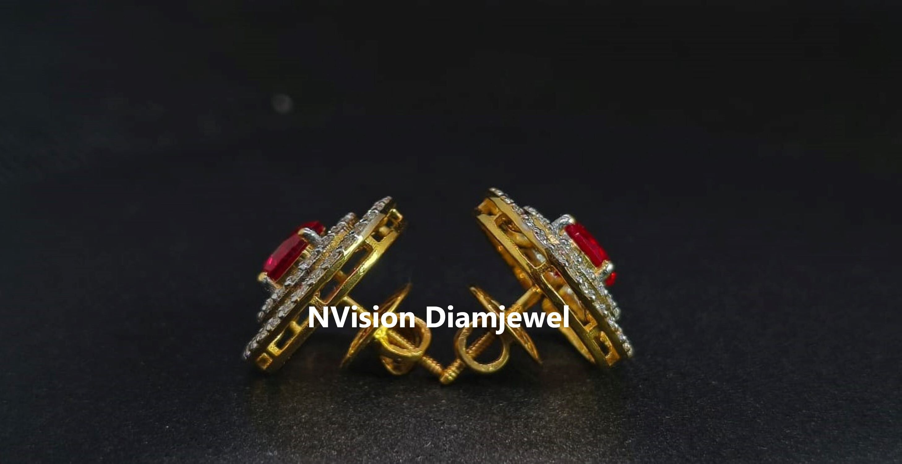 Imperial Ruby and Natural Diamond Circle Earrings