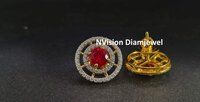 Imperial Ruby and Natural Diamond Circle Earrings