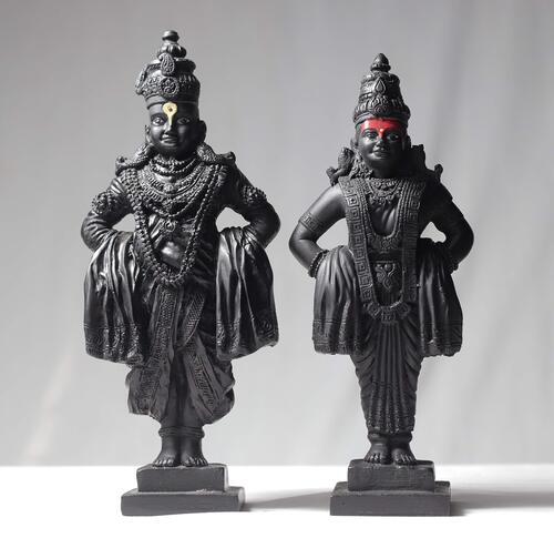 Black Marble Vitthal Rukmani Statue