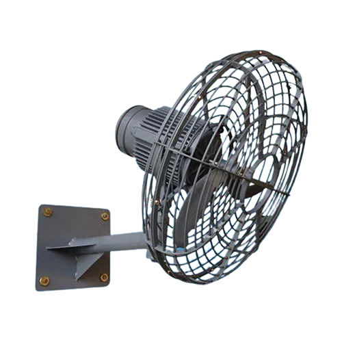 Flameproof Wall Mounting Fan - Flameproof Materials, 220 Volts, Grey Color | Three Blades, Efficient Air Circulation, Warranty Included