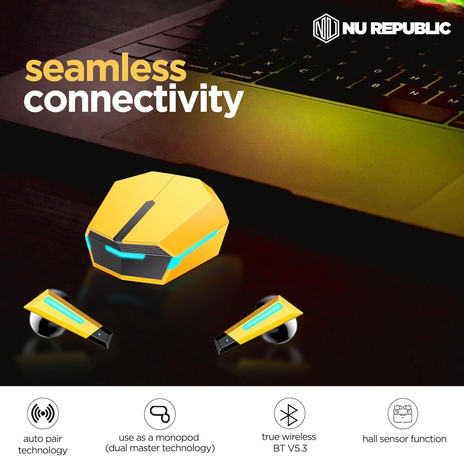 Nu Republic Transform-X Earphone, Earbuds Bluetooth Wireless with X-Bass, ENC Technology