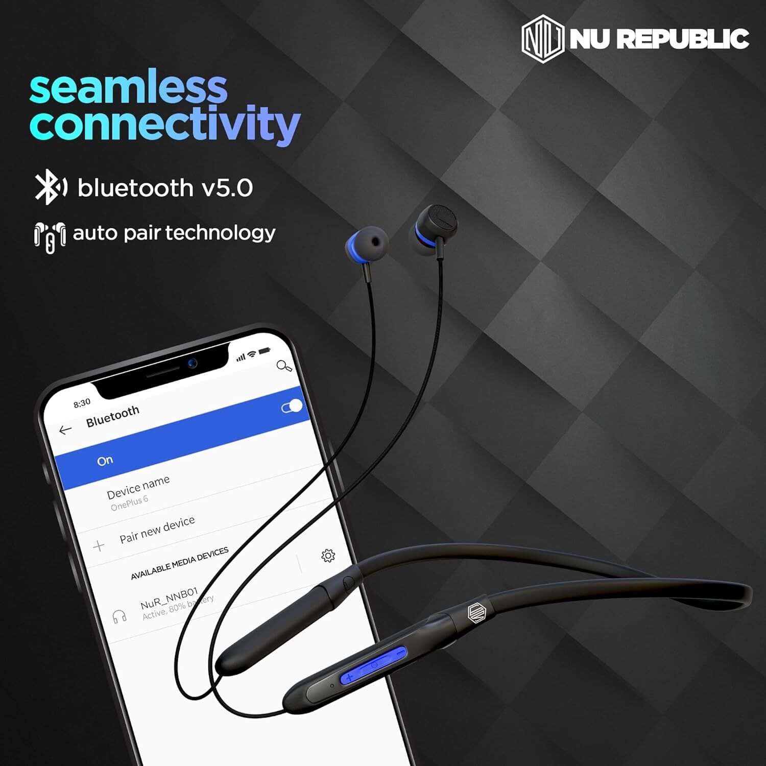 Nu Republic Jive J2 Bluetooth Headset with Upto 20 hrs Playtime, X-Bass Technology