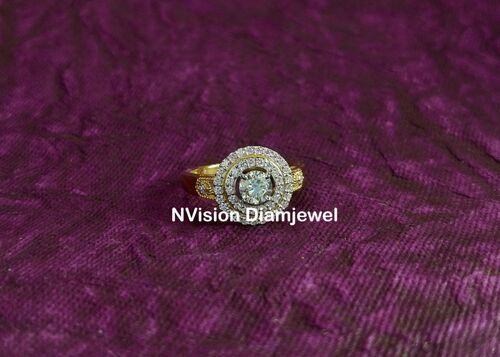 Natural Diamond Solitaire Classic Dual Halo Circle Ring