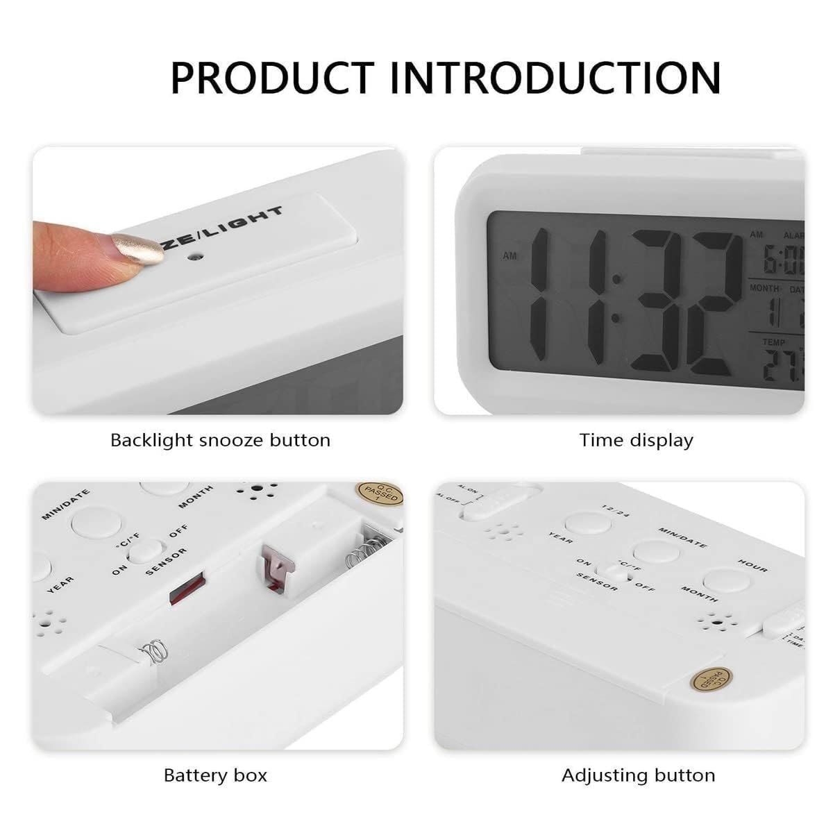 Rectangle Digital Alarm Clock only White