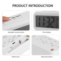 Rectangle Digital Alarm Clock only White