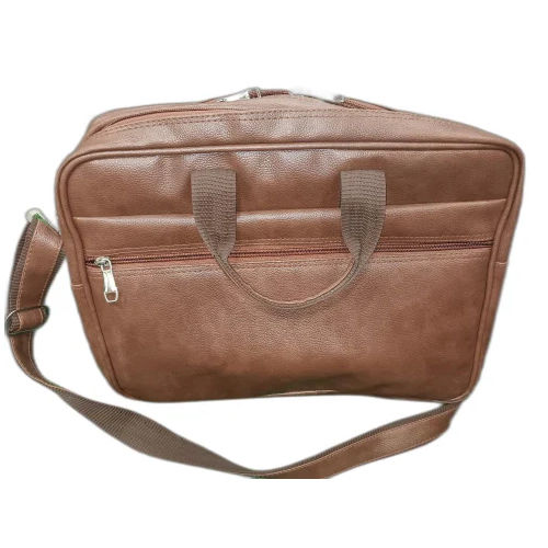 Zipper Leatherette Laptop Bags - Color: Brown