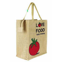 Printed Jute Shopping Bag - High-Quality Jute Material, Hand-Length Handle, Stylish Brown Color with Unique Printed Pattern | Perfect for Shopping and Travel
