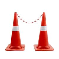 Traffic Cone Chain - Plastic, 750 Mm L X 750 Mm W X 750 Mm H, Red | Manual Parking Safety, 1.5 Kg Weight, Road Safety Usage