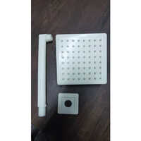 Dkv 4 X 4 Ultra Slim Rain Shower Head - Pvc Plastic, 4 X 4 Inches, White Color - Satin Finish, Square Shape, Durable & Easy To Install