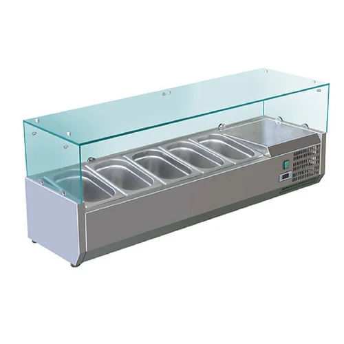 Refrigerator Display Case - Glass, Polished Finish | Stainless Steel, Silver Color, Standard Design for Commercial Use