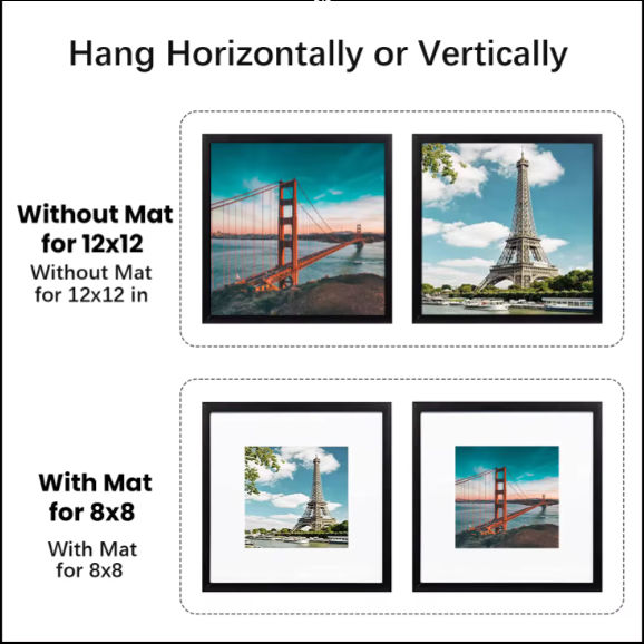 Hot selling Square photo frame 12*12inch 8*8inch  picture frame prints wall art plastic frame