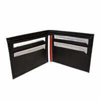 Mens Black Bi-fold Leather Wallet - Leather Construction , Multiple Compartments For Cards & Cash, Sleek Slim Profile, Modern Design