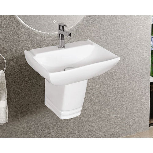 Plano Wash Basin Half Pedestal - Color: White