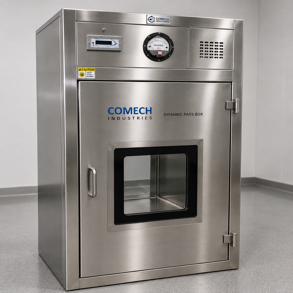 Dynamic Pass Box - Stainless Steel, 1.5x1.5x1.5 to 3x3x3 Feet | Silver Finish, Energy-Efficient 230 Volt Design, Ideal for Pharmaceutical Hygiene