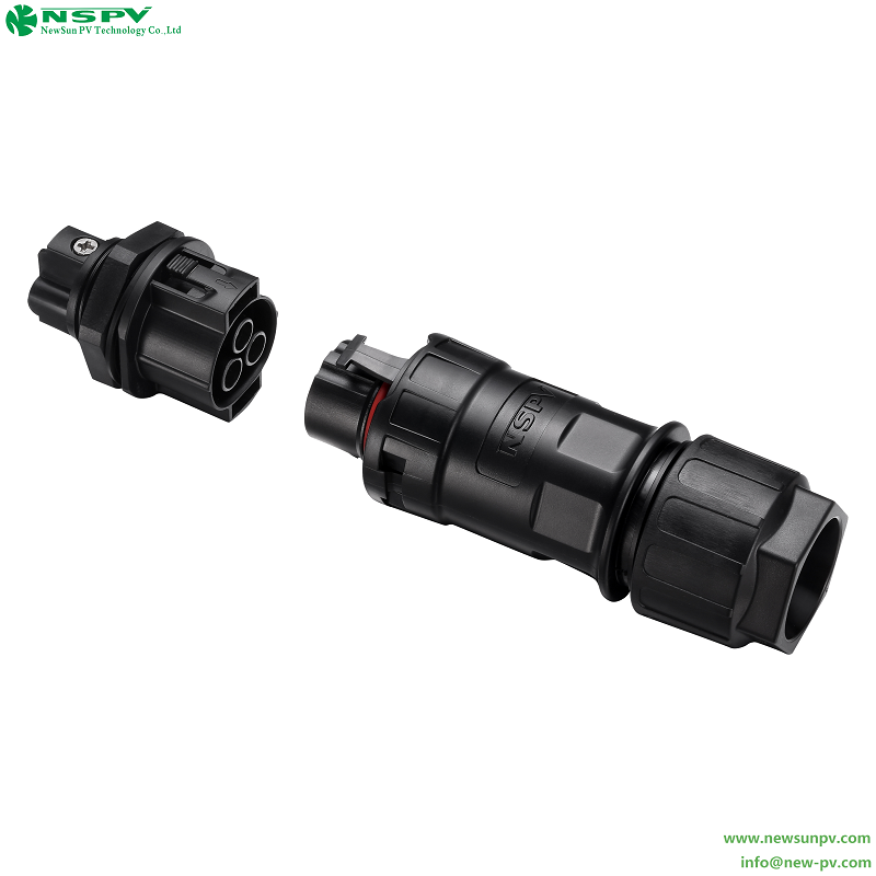 3 Pin Solar AC Connectors 500V Max.50A IP68 Waterproof AC Wire Coupler Cable Male Type