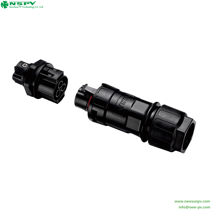 3 Pin 500V PV AC Connectors Waterproof 500V Max. 50A Solar AC Coupler Panel Female Type