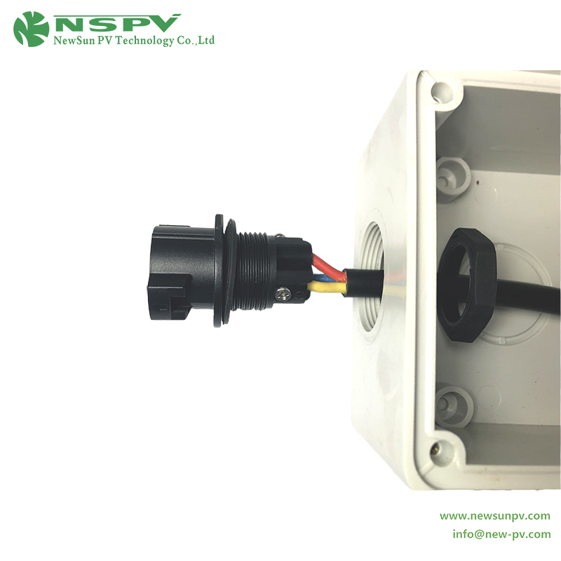 3 Pin 500V PV AC Connectors Waterproof 500V Max. 50A Solar AC Coupler Panel Female Type