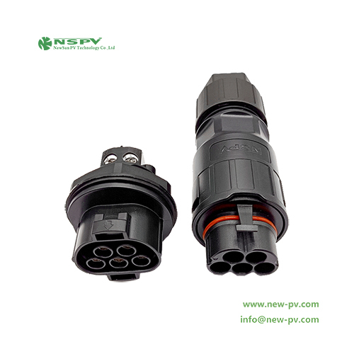 5 Pin Solar AC Conenctors 500V Max. 50A AC Wire Connectors Panel Female Type PV AC Wire Coupler
