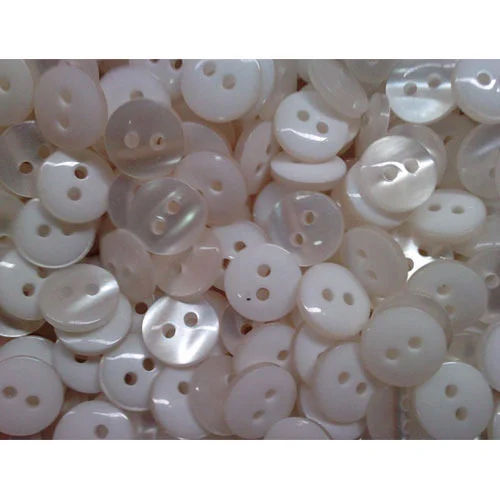 Polyester Pearl Buttons - Color: White