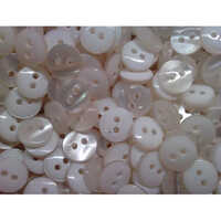 Polyester Pearl Buttons - 14/16/18 Inches, White Color | Round Shape, 2 Holes Design, Sleek Plain Technique For Elegant Upgrades