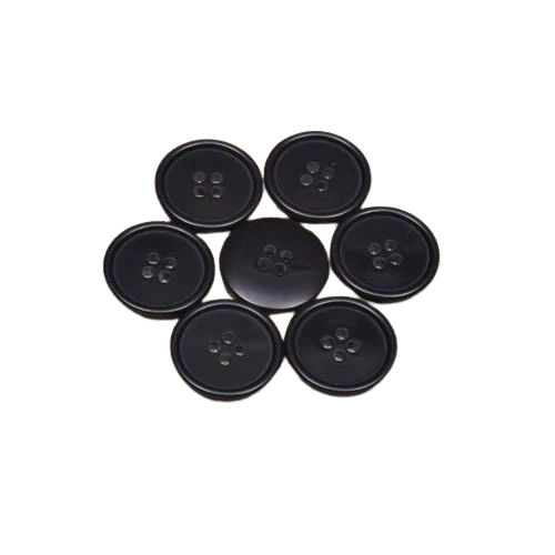 Black Polyester Buttons - Shape: Round