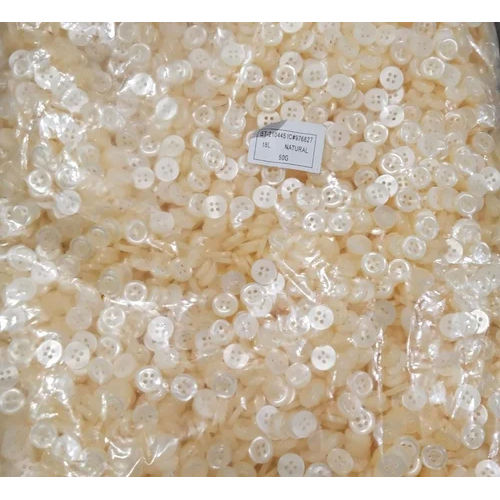 Polyester Pearl Buttons - Color: White/Natural