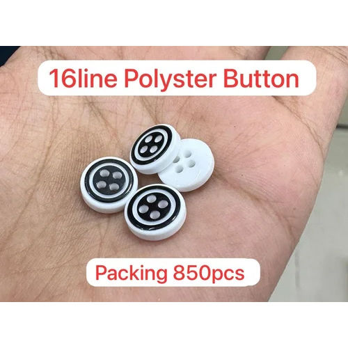 16 L Black And White Polyester Buttons - Shape: Round