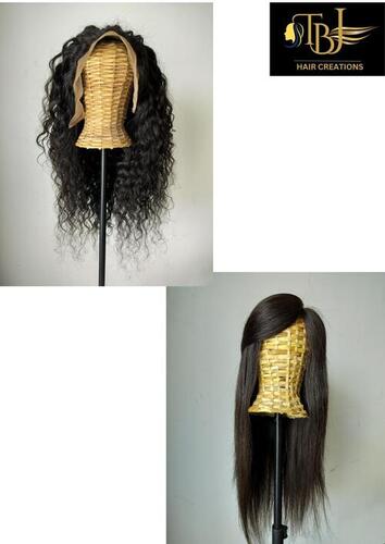 Natural Black 100% Original Human Hair Straight and curly Human Hair Topper and front lace Wig