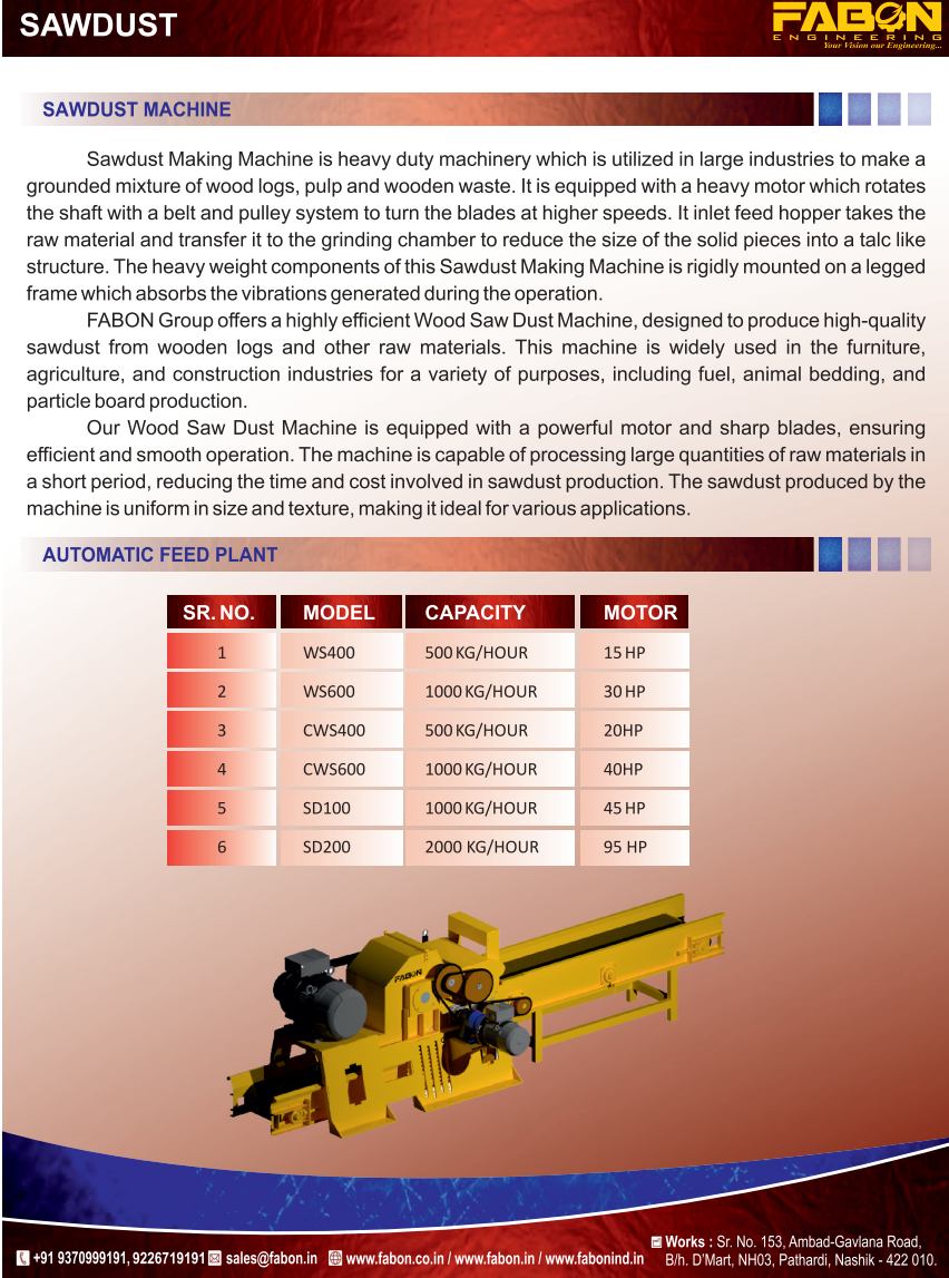 SAWDUST MAKING MACHINE 1000 KG HOUR