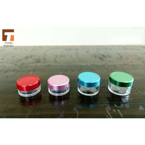 Acrylic Cream Jars With Metallic Caps - Color: Transparent