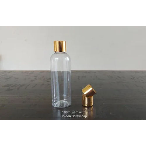 Pet Bottle With Metalized Cap Golden Silver - Color: Transparent