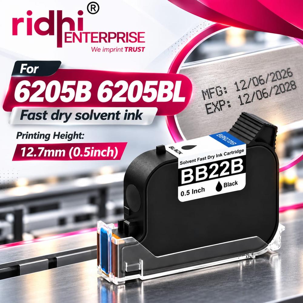 RE-BENTSAI BB22B Black Original Solvent Fast Dry Ink Cartridge