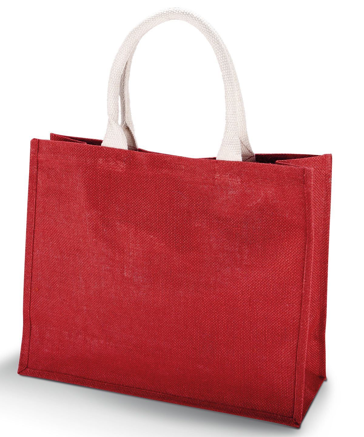 Red Jute Bag Embroidery Design Inner Coated Fabric Woven Material Handled Ladies Gifts Promotions
