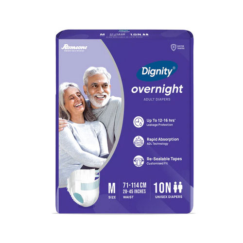 10 Pieces Dignity Overnight Adult Diapers - Color: White