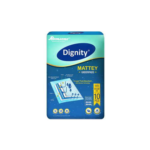 10 Pieces Dignity Mattey Disposable Underpads - Color: White