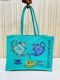 Beautifully Printed Jucos (combination Of Jute & Cotton) Ladies Shopping Bag For Versatile Use - Eco-friendly Material, Customizable Size & Design, Multi-color, Hand Made With Flexiloop Handle