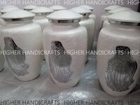 Angle Wings Engraved Human Cremation Urn for Adult Ashes Blue Enameled Finish Urns - Funeral Urns Wholesale Supplies
