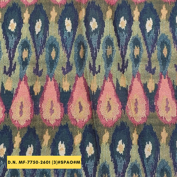 Get Exclusive Ikat Pattern Printed fabric in Poly Linen