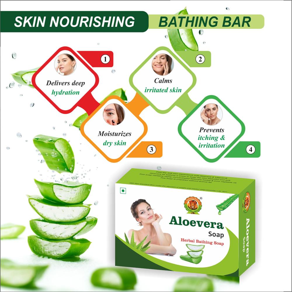 Aloe Vera Soap - Natural Solid Soap, Suitable for All Skin Types, Hydrates & Soothes Sensitive Skin, Contains No Harsh Chemicals, Daily Use
