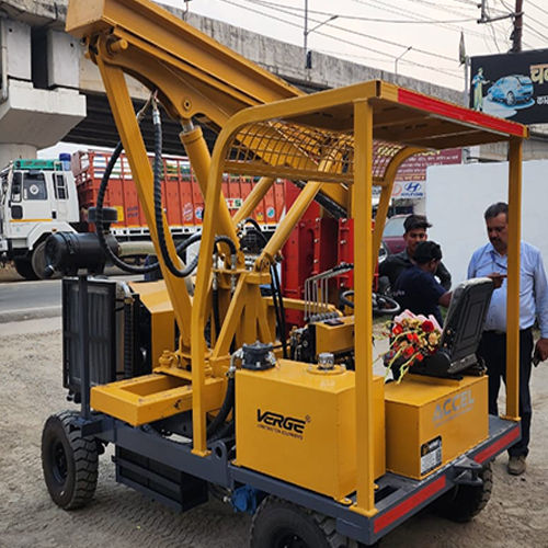 Crash Barrier Installation Machine - Color: Yellow