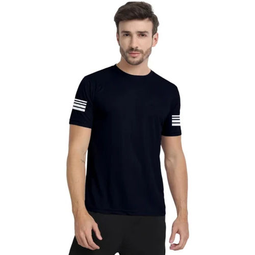 Mens Casual 4 Way Lycra T-shirt - Color: Black