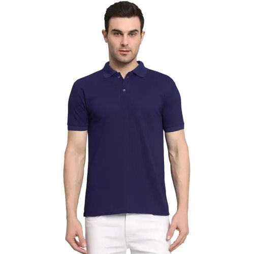 Men Collar T-Shirt - Color: Navy Blue