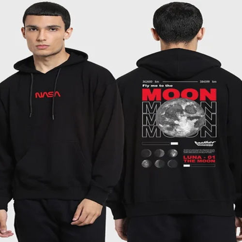 Mens Printed Hoodies - Color: Black