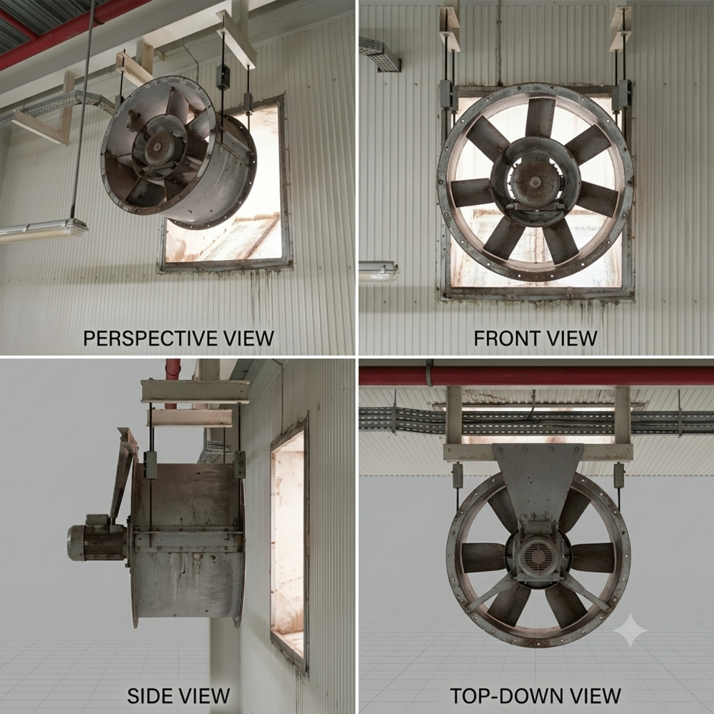 Industrial Exhaust Fan - Aluminum, Wall-Mounted, Silver | 5-Star Energy Efficient, Reliable Warranty