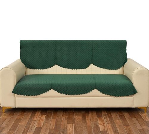 Sun Rise Solid Holland Quilted Velvet Sofa Cover