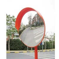 Traffic Convex Mirror - Polycarbonate, 32 Inch Size , Red Color - Road And Traffic Safety Feature, No Power Needed, Warning Signal