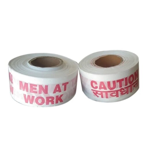 Caution Tape - LDPE Material, 100mtr Length, Red and White Color - Manual Use for Road Safety, No Parking Sign