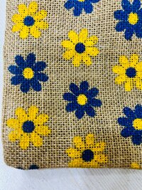 Hand Embroidered Jute Pouches with Drawstring and Flower Printed Elegant Shopping Bags