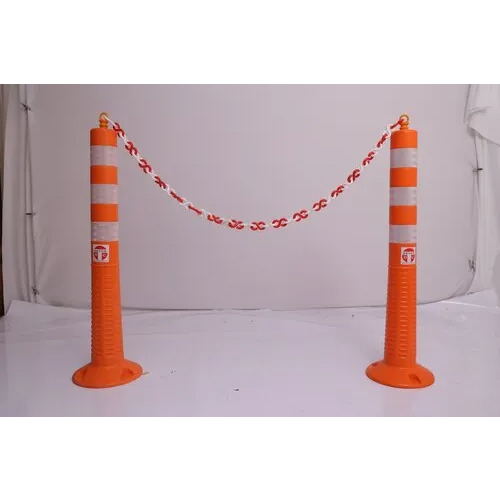 Road Safety Spring Post - PVC Material, 750 mm Size, Orange Color | Flexible Design for Direction Sign Usage, 1.1 kg Weight