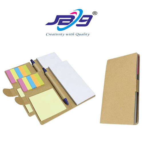 JB9 Hard Bond Cover With Sticky Note Pad And Eco Pen